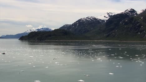 pequeños trozos de hielo flotando en las aguas de la bahía de entrada de alquitrán