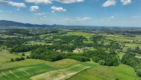 idyllic mountainside villages and verdant pastures, beskid mountains poland aerial