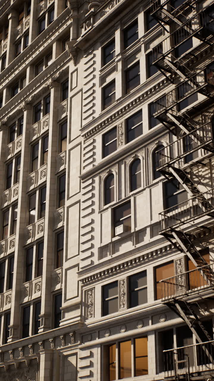 una vista de cerca de la fachada de un edificio clásico de la ciudad de nueva york