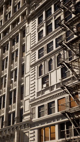 close-up view of a classic new york city building facade