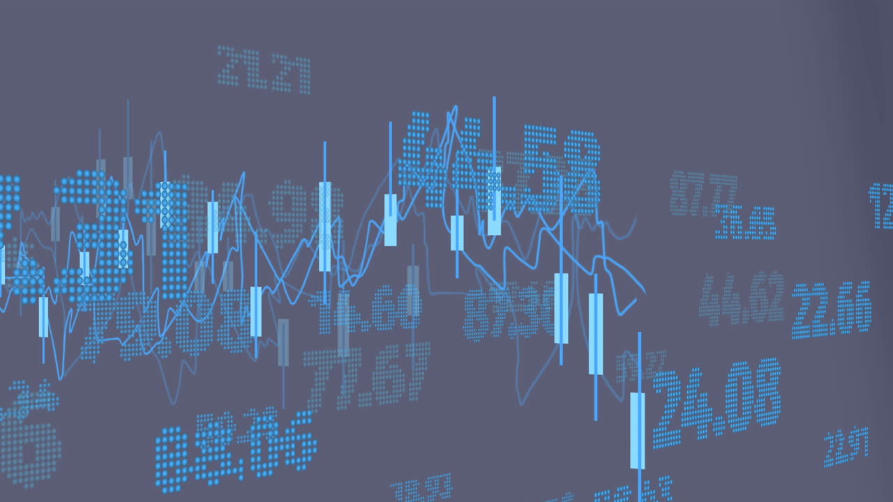 회색 배경에 대한 증권 시장 데이터 처리의 애니메이션