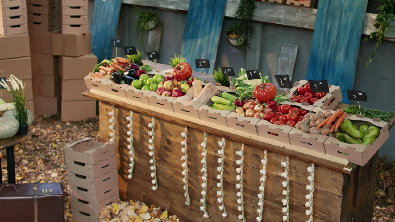 Fresh Produce at a Rustic Market Stall