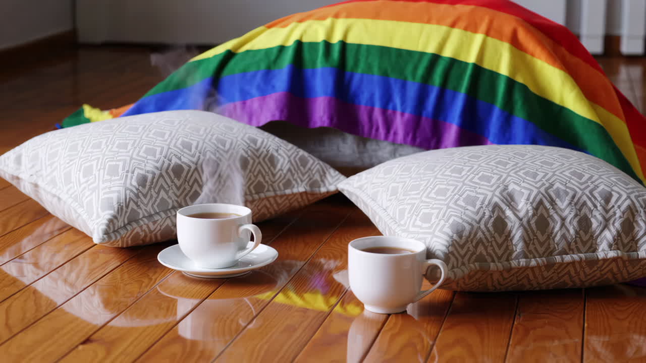 Rainbow Flag, Tea, and Pillows