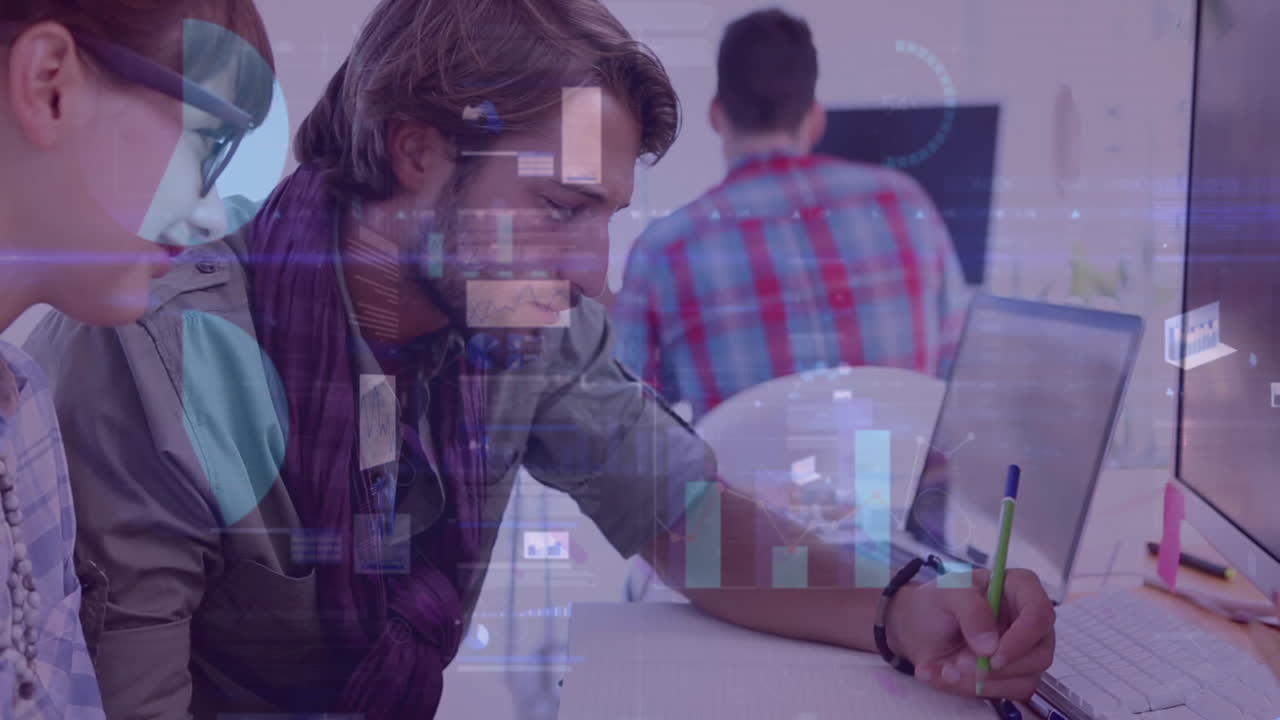 animación de las estadísticas y el procesamiento de datos sobre los empresarios en la reunión