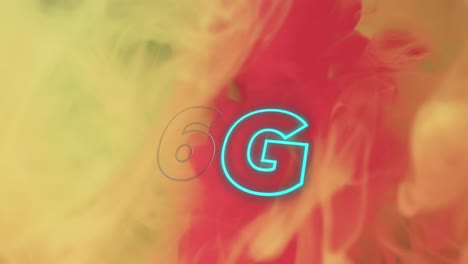 animation of 6g text over orange liquid background