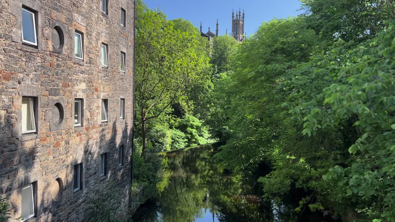 Edinburgh Dean Village Building Water Reflection
