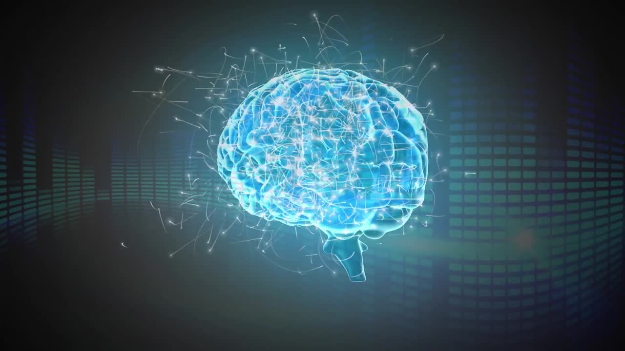 Digital composite of a brain and digital bars
