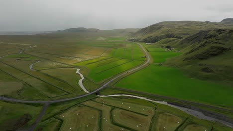 Aerial drone view of the landscape of Iceland