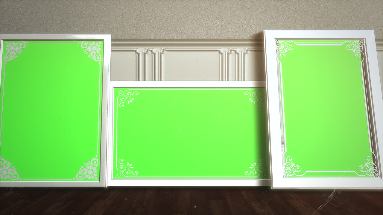 집에 모형 스크린 프레임이 있는 사진이 있는 미술관