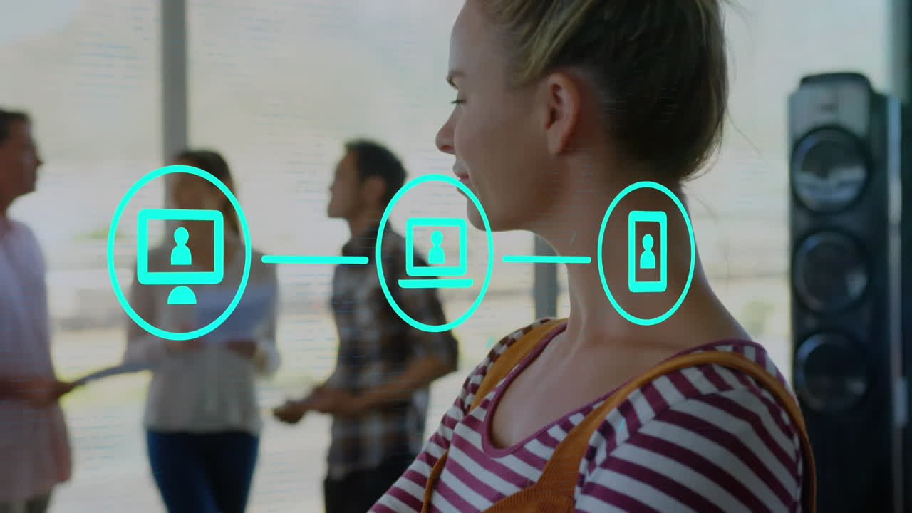 animación de la red de conexiones con iconos sobre colegas de negocios