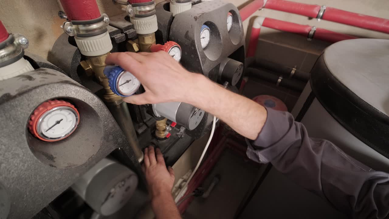 técnico de hvac instala sistemas de calefacción, ventilación y aire acondicionado