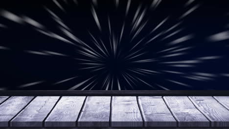 animación de múltiples rastros de luz blanca sobre tablas de madera