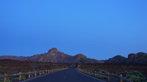 scenic mountain road in tenerife after sunset, handheld view