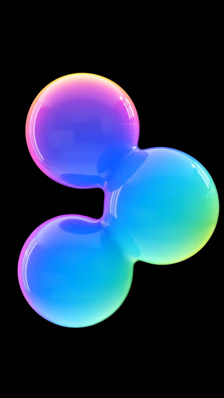 Vibrant Glossy Bubbles Morphing on Black Background