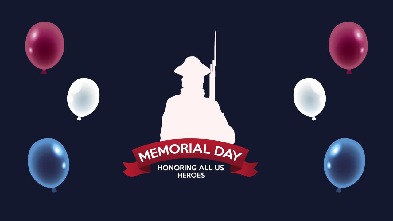 해피 메모리얼 데이 레터링: 병사와 헬 풍선