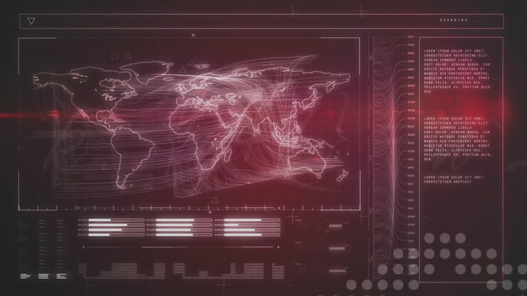 Animation of data processing over world map