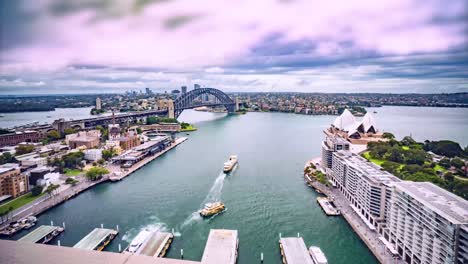 Ciudad-Puerto-Ver-Lapso-De-Tiempo-Sydney,-Australia