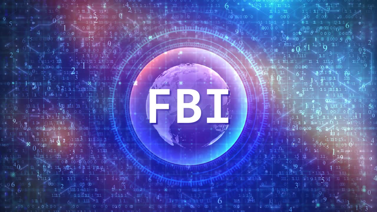 FBI Koncept på futuristisk cyberspace-baggrund med HUD, tal og globus