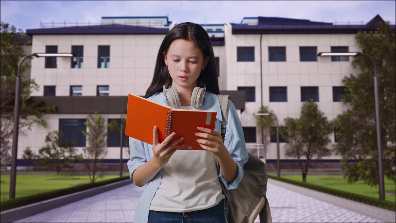 estudiante con dolor de cuello leyendo