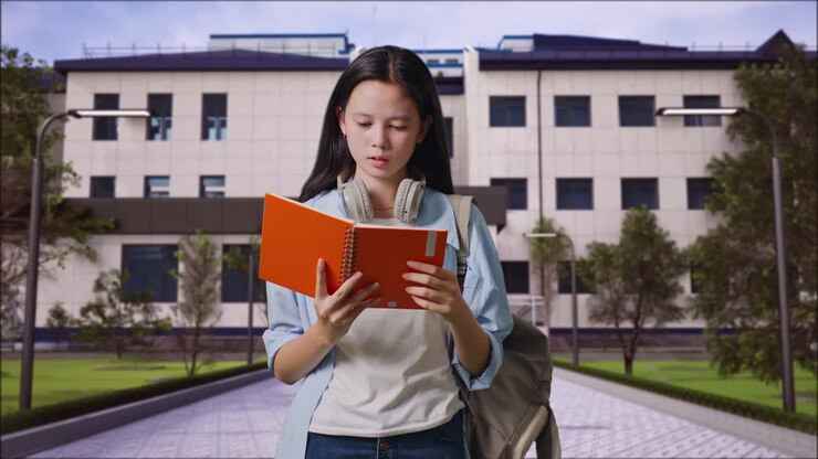 Studente che legge con dolore al collo
