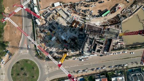 desarrollo urbano- ciudad de bat yam- israel- desde una vista de pájaro- drone 4k video