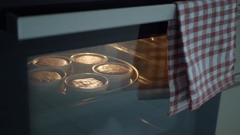 chocolate cakes baking in the oven