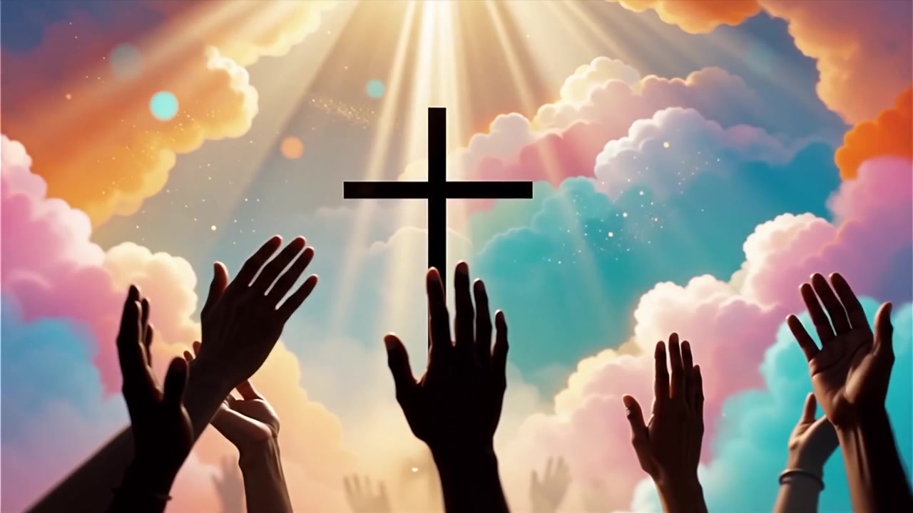 Christian Cross Heavenly Light Worship Background