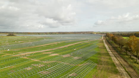 framework structures at the ongoing construction of solar farm in zwartowo, north poland