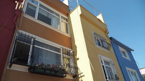 colorful houses with windows and balconies