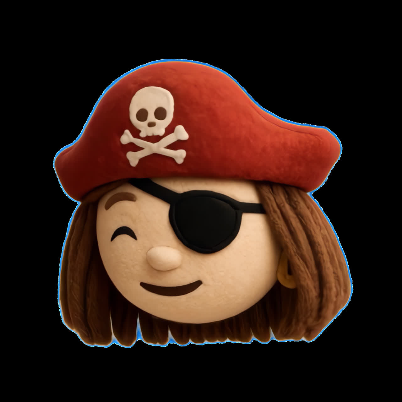 Animazione di design di emoji pirata giocoso, risorsa isolata, video 4K trasparente, canale alfa, ProRes