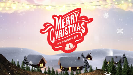 Animation-of-merry-christmas-text-over-winter-scenery