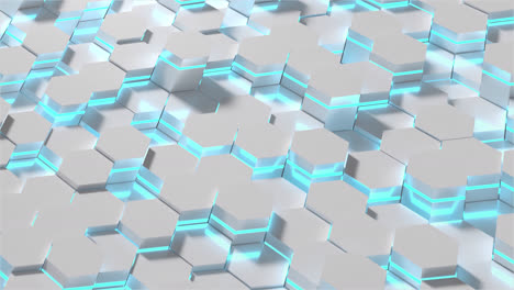 hexagons flyover white with blue light