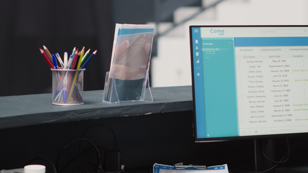 Empty counter with appointments forms