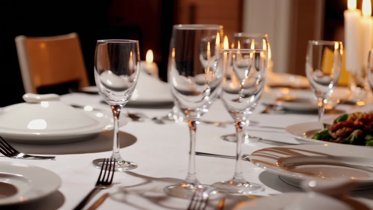 Formal Dinner Table Setting with Candles