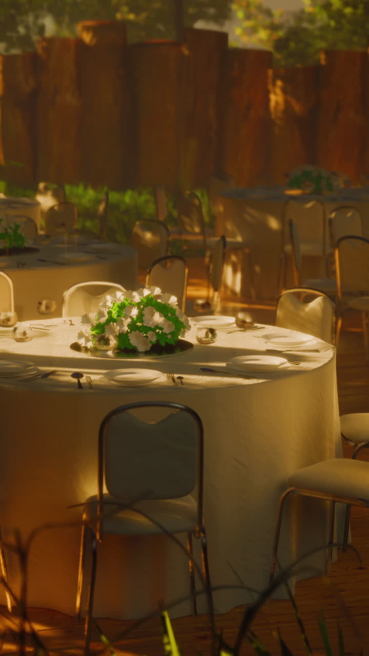 꽃 으로 장식 된 아름다운 야외 결혼식