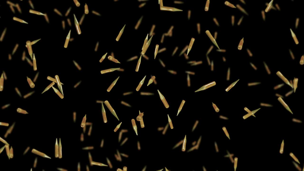 Flying many ammunition bullets on black background. Military concept ...
