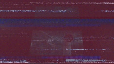 animation of digital interface recording on screen with glitch on red background