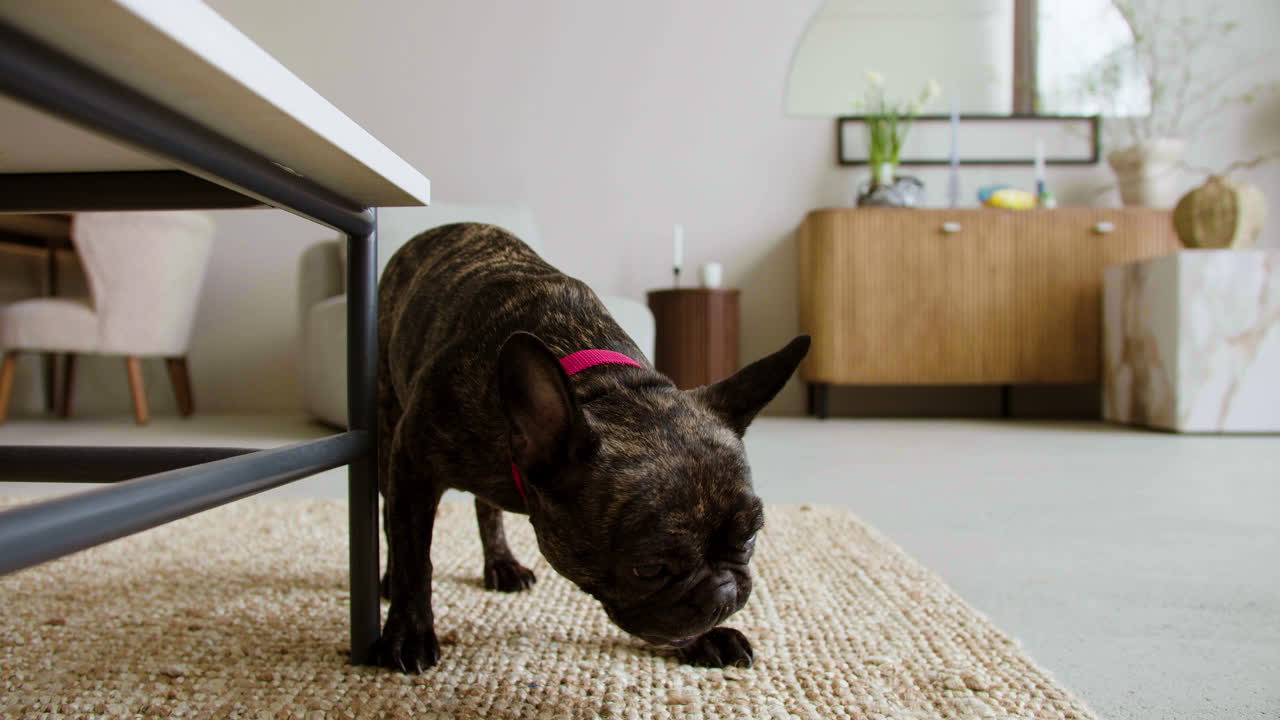 Dog eating at home