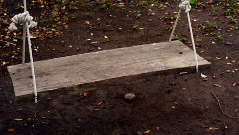 wooden swing in the garden