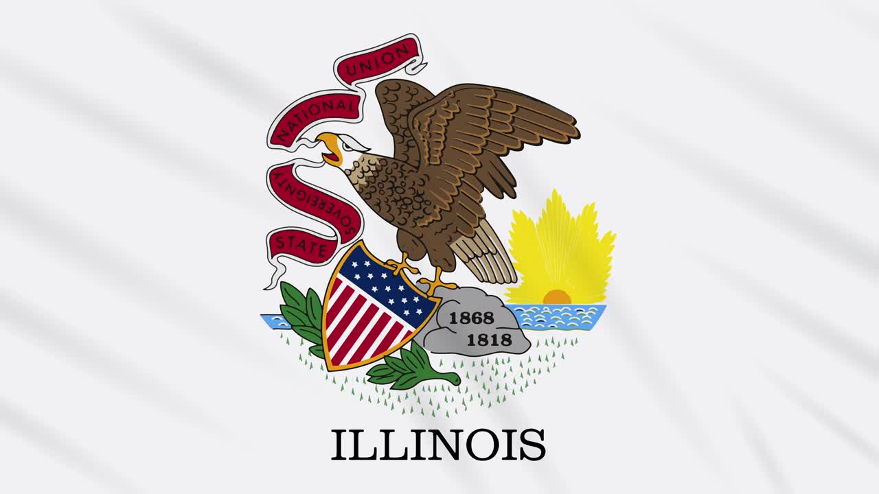 la bandera de illinois flota en el viento, bucle para el fondo