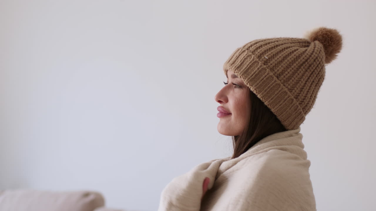 Woman Wearing Winter Hat and Scarf