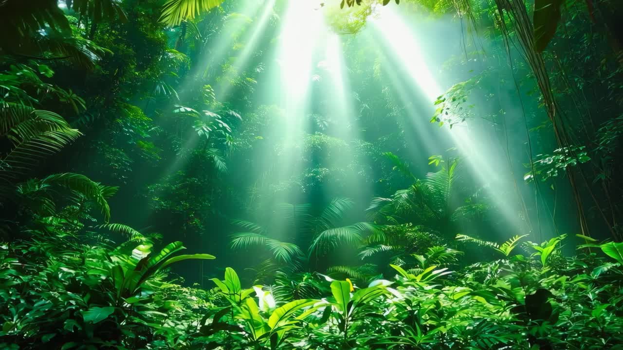 una foresta verde lussureggiante piena di piante e alberi