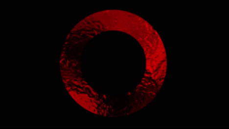 seamless loop rotating ring with red-colored liquid texture on black background