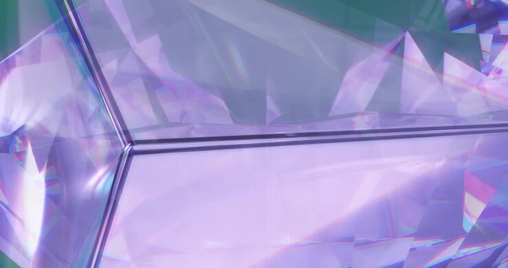 Animation of prism light moving and reflecting on glass cube over transparent background