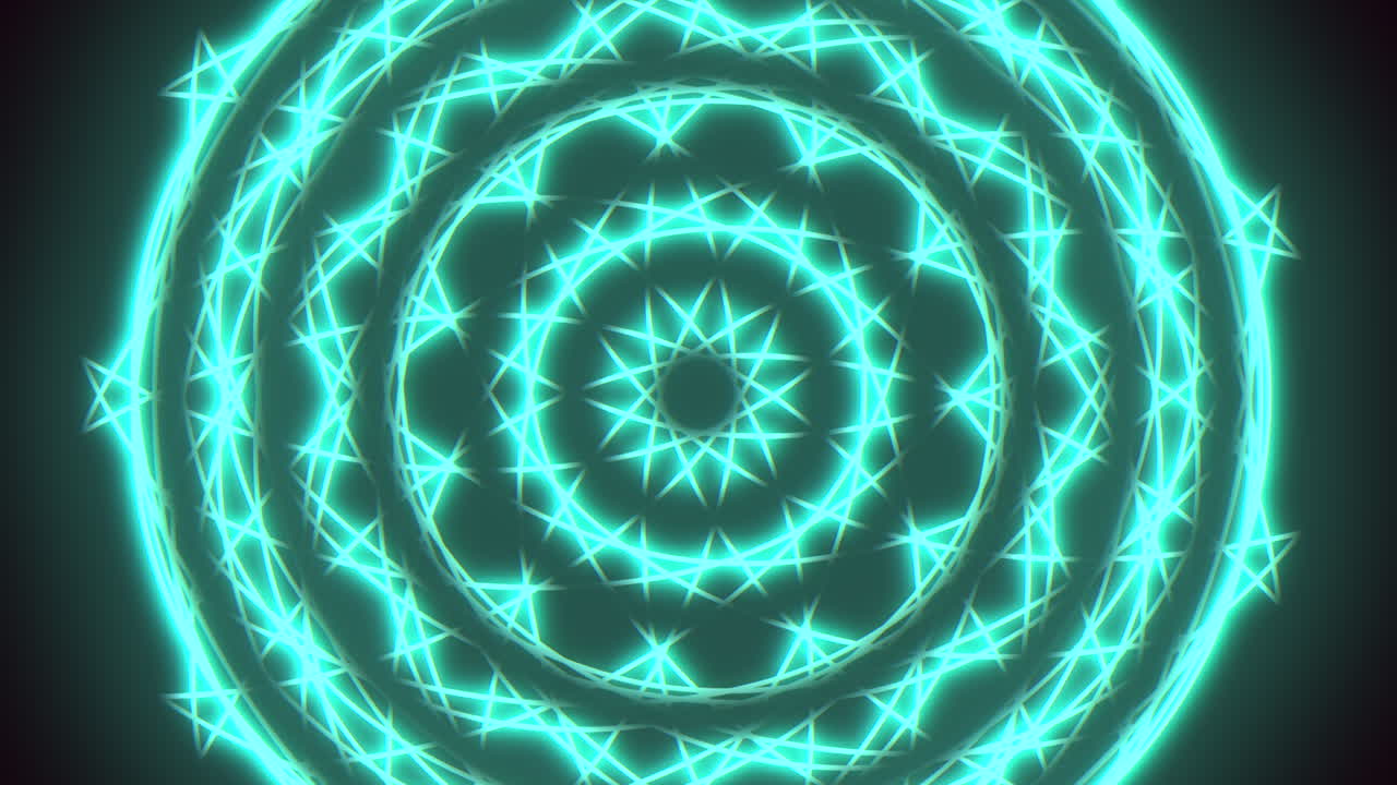 A futuristic circular design featuring a glowing blue light at the center, composed of small circles forming a radiant pattern, giving off a modern and sophisticated vibe