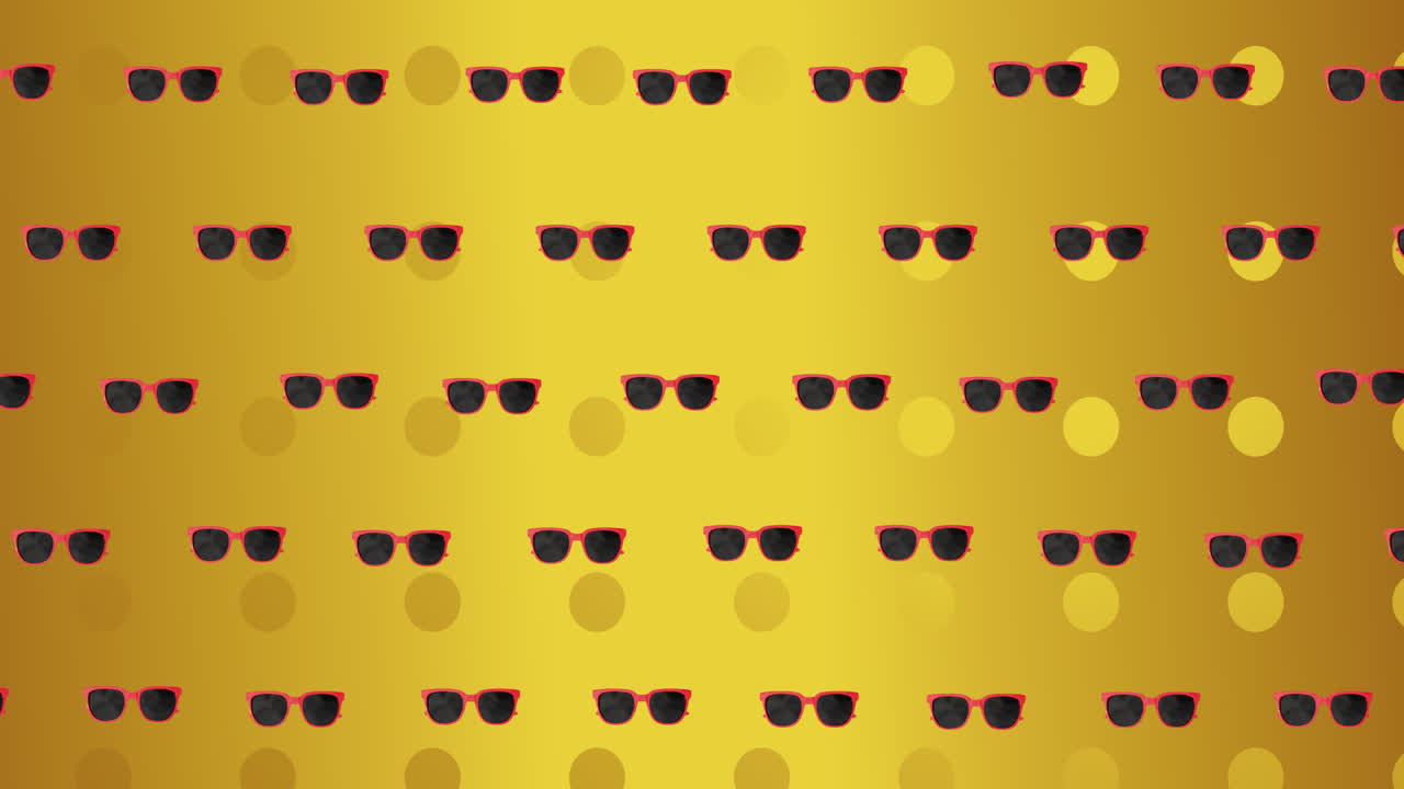 노란색 점이 있는 배경 위에 안경의 애니메이션