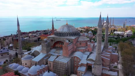 hagia sophia imágenes de avión no tripulado al atardecer