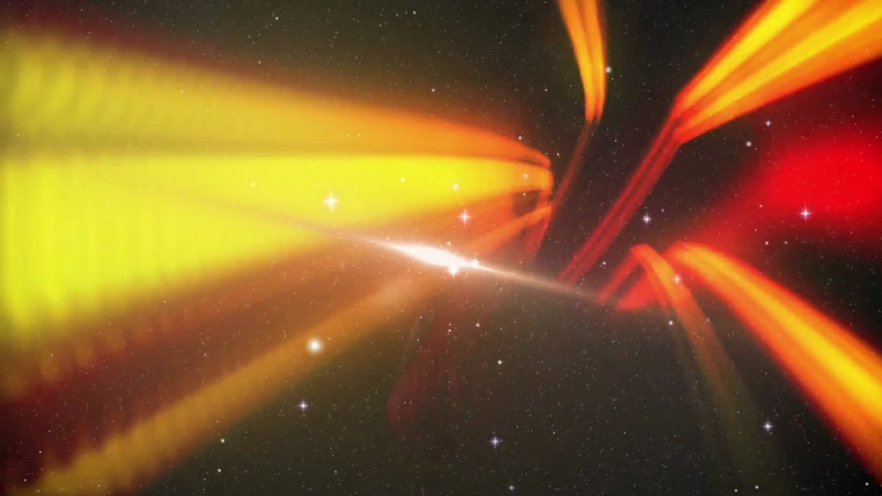 rastros de luz contra el espacio en el fondo