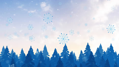 animation of snow falling in winter landscape