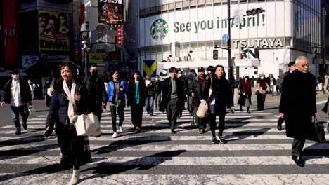 crowds crossing a busy urban intersection